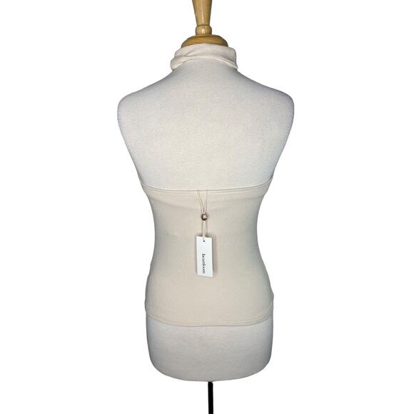HEARTLOOM NEW Twist Tana Ribbed Halter in Ecru Beige Size Medium Tank Sleeveless - Picture 3 of 8